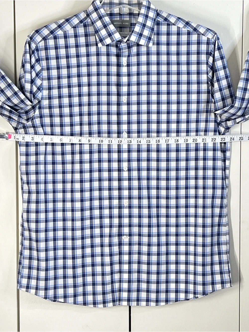 MICHAEL KORS Men’s XL Blue Plaid Button Up